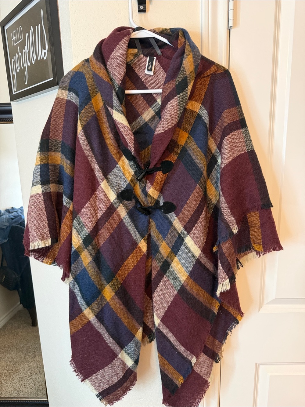 Apt. 9 Burgundy, Mustard and Navy Plaid Shawl